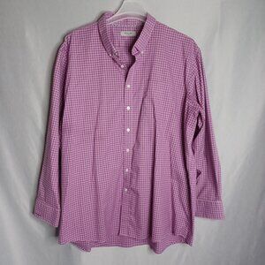OOBE Shirt Men's 3XL Pink Gingham Check Button Down Long Sleeve Casual